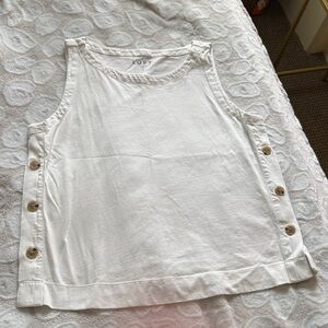 LOFT Cream Side-Button Sleeveless Tank